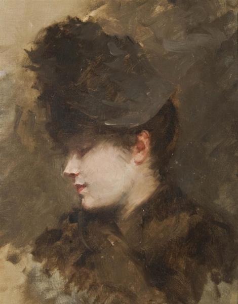 Female head in profile with a small hat, 1883 - Giuseppe De Nittis