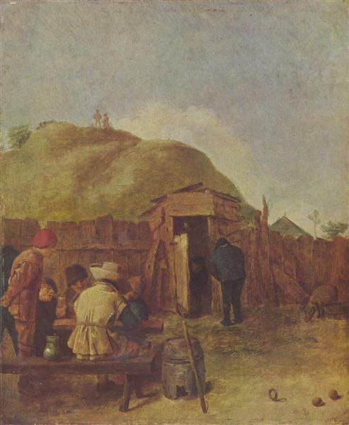 Drinkers in the yard, c.1631 - Adriaen Brouwer