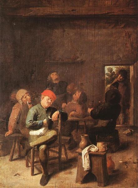 Peasants Smoking And Drinking, c.1635 - Адріан Брауер