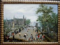 A Game of Handball with Country Palace in Background - Adriaen Pietersz van de Venne