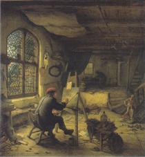 Pintor no seu Ateliê - Adriaen van Ostade