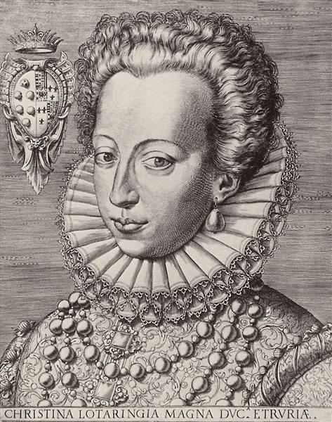 Portrait of Christine of Lorraine, Grand Duchess of Tuscany, 1589 - Agostino Carracci