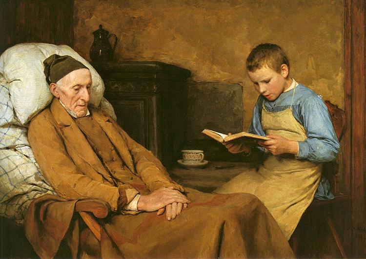 Reading Devotions to Grandfather, 1893 - Альберт Анкер