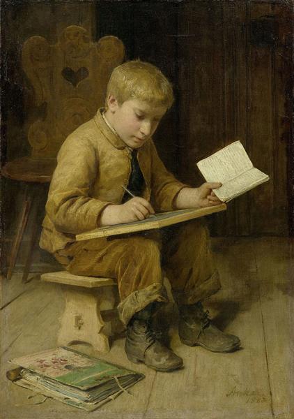 Writing boy, 1883 - Albrecht Anker