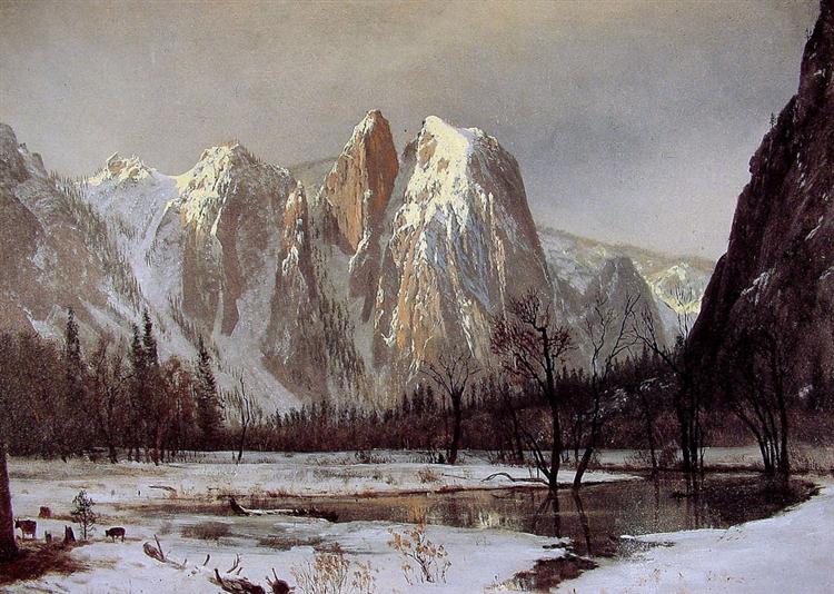 Cathedral Rock, Yosemite Valley, California, 1872 - 阿爾伯特·比爾施塔特