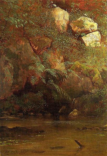 Ferns and Rocks on an Embankment, 1869 - Альберт Бирштадт
