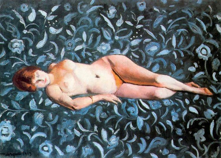 Nude on a Blue Background, 1913 - Альбер Марке