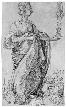Drawing from the "Tarot"   Prudence - Albrecht Dürer