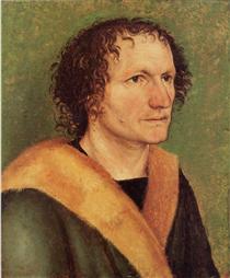 Male portrait before green base - Albrecht Dürer