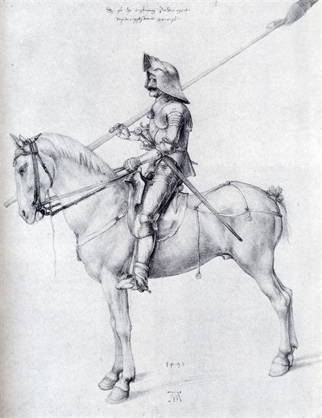 Man In Armor On Horseback, 1498 - Альбрехт Дюрер