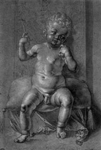 Seated Nude Child - Albrecht Durer