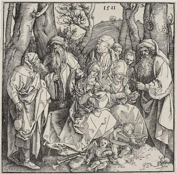 Святое семейство и два музицирующих ангела, 1511 - Альбрехт Дюрер