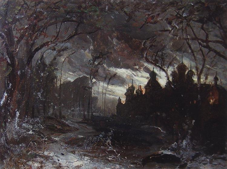 Ipatiev monastery in the winter night, c.1870 - Aleksey Savrasov