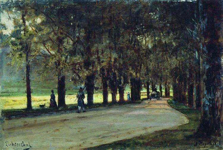 Alley in the park, Liechtenstein, 1889 - Alexey  Bogolyubov