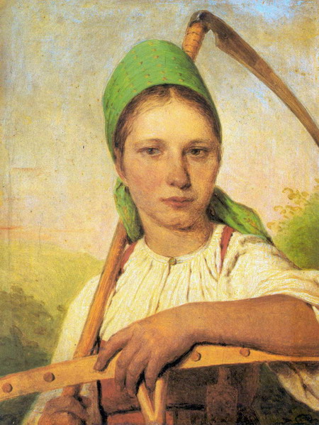 A Peasant Woman with Scythe and Rake, 1824 - Олексій Венеціанов