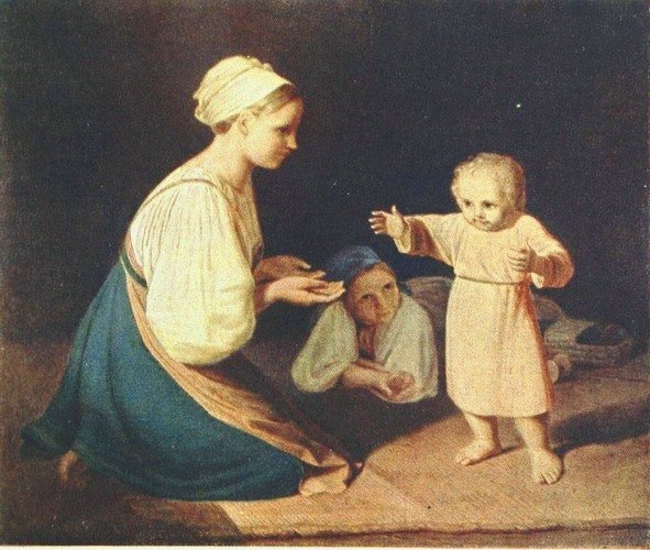 First Steps (Peasant Woman with child) - Alexei Gawrilowitsch Wenezianow