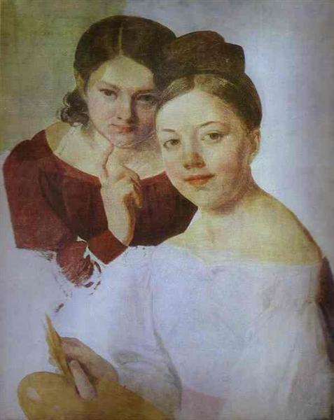 Portrait of Artist's Daughters Alexandra and Felisata - Alexey Venetsianov