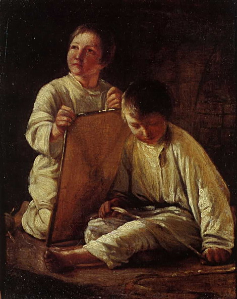 Two Peasant Boy with a kite - Alexey Venetsianov