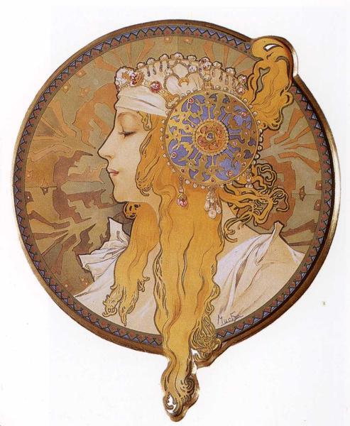 Byzantine Head. The Blonde, 1897 - 慕夏
