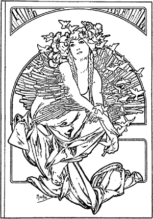 Coverage for the volume of grandmothers Songs, 1897 - Alfons Mucha