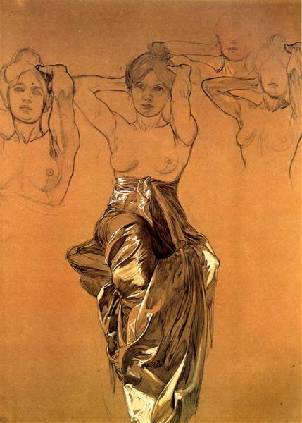 Study of Drapery, 1900 - Alfons Mucha