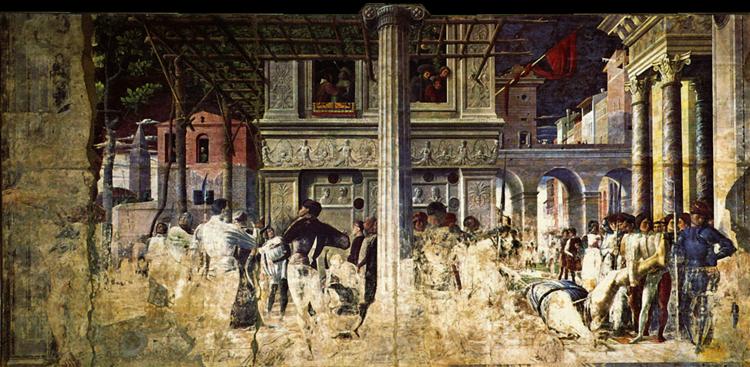 The Martyrdom and transporting the body of Saint Christopher, 1455 - 1506 - Andrea Mantegna