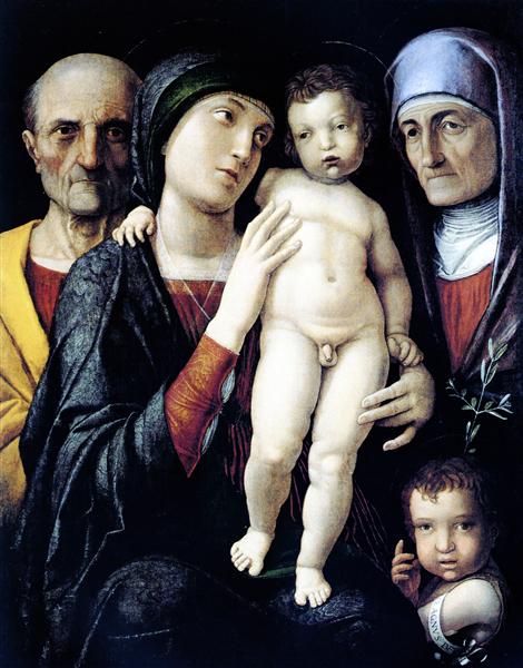 Virgin and Child with St. John the Baptist, St. Zachary and St. Elizabeth, 1490 - Андреа Мантенья