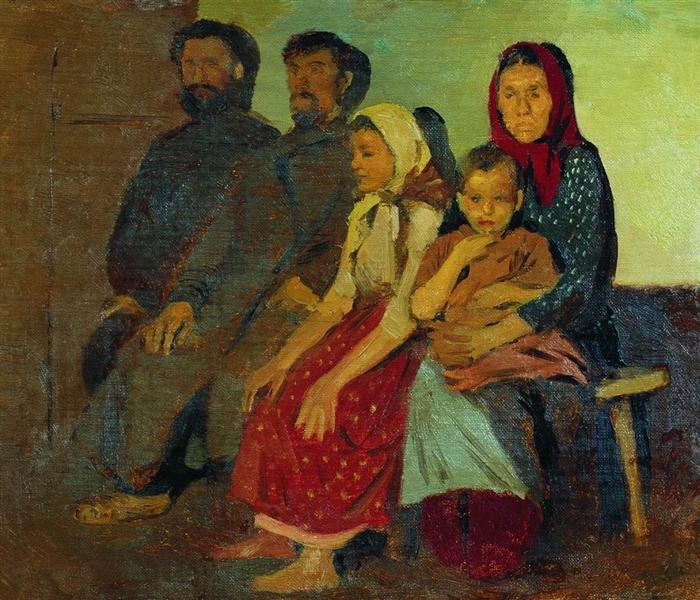 Waiting for newlyweds from the wedding in the Novgorod province, 1891 - Андрій Рябушкін