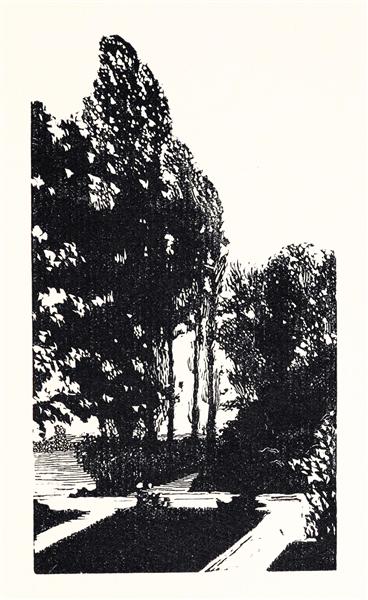 In the park. Poplar trees., 1902 - Anna Ostroumova-Lebedeva