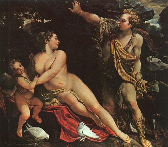 Venus, Adonis, and Cupid, 1595 - Аннибале Карраччи