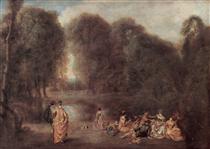 Gathering in the Park - Antoine Watteau
