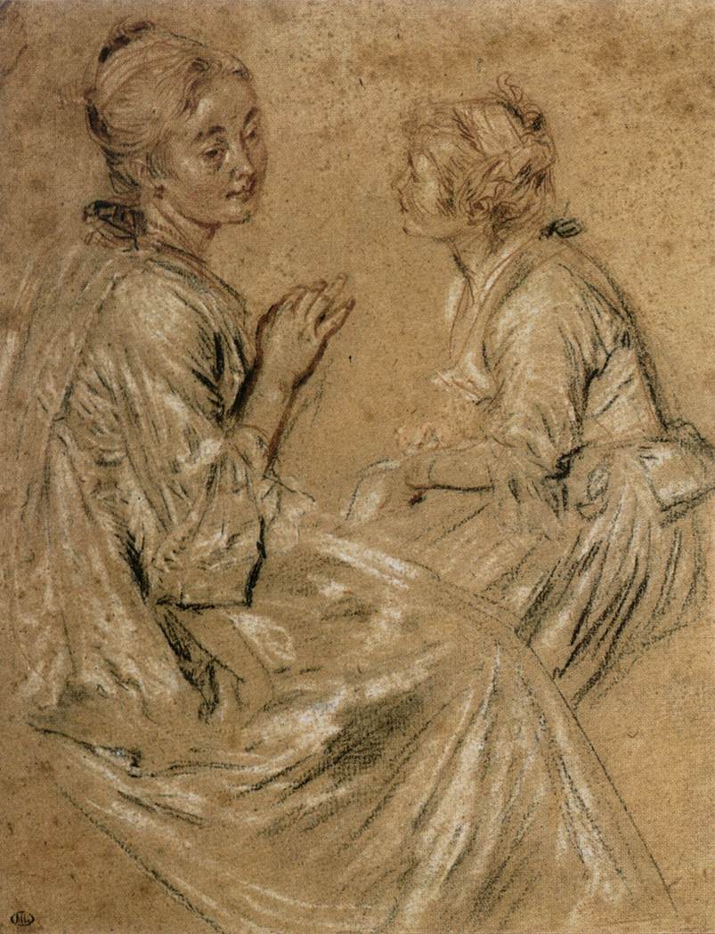 Two Seated Women by Watteau