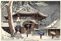 Snow at Nan-endo Temple, Nara - Асано Такеджі