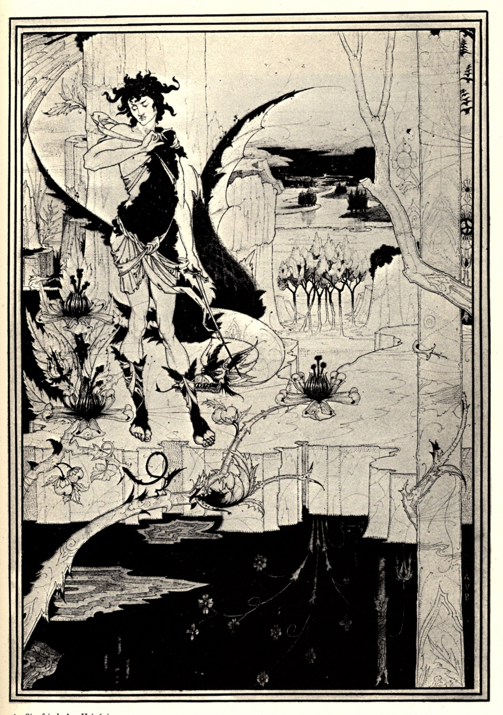 Siegfried illustration, act II, c.1892 - c.1893 - Aubrey Beardsley