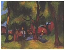 Children and sunny trees - August Macke