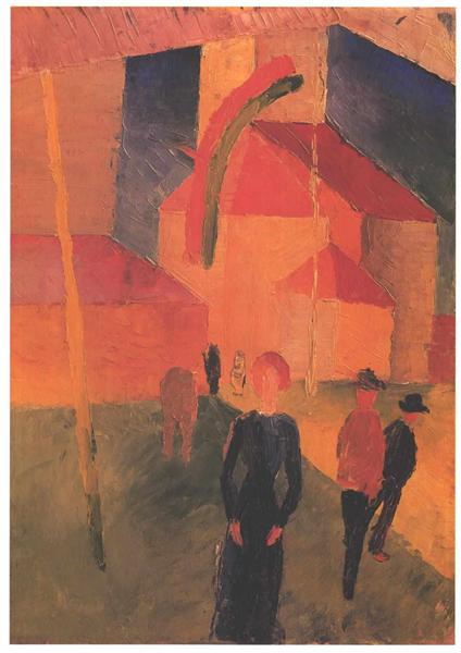 Church Decorated with Flags, 1914 - August Macke