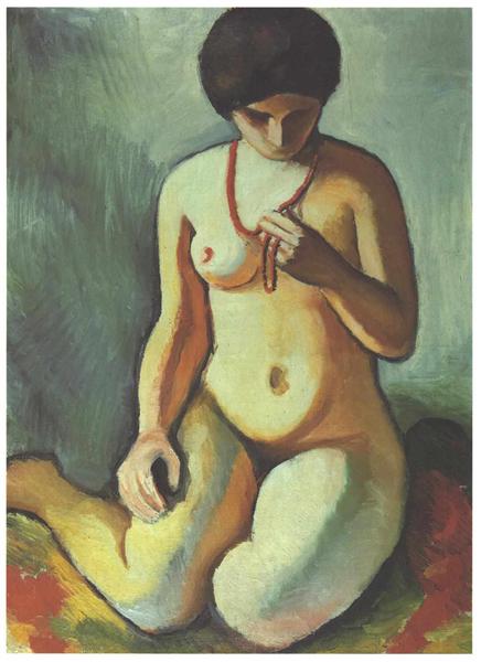 Female nude with corall necklace, 1910 - Август Маке