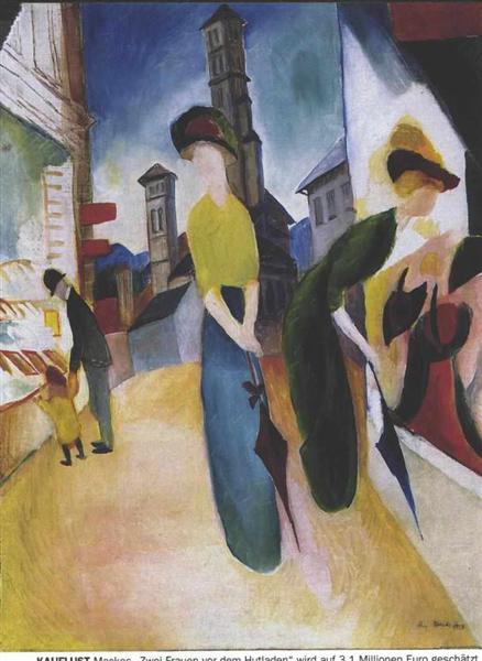 Two women in front of a hat shop, 1914 - Август Маке