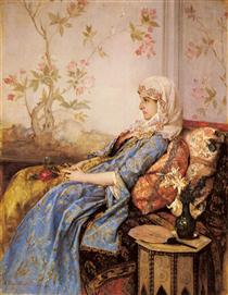 An Exotic Beauty in an Interior - Auguste Toulmouche