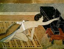 Japanese Girl with a Black Mirror - Balthus