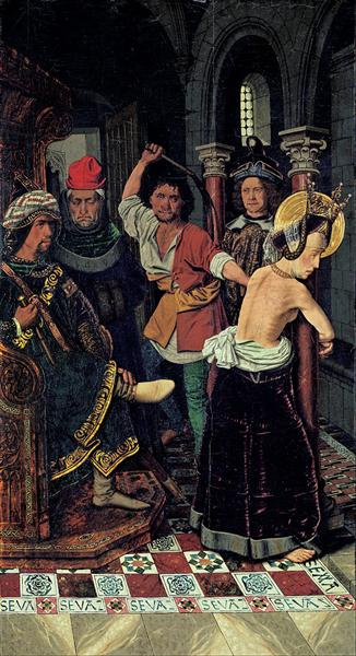 The Flagellation of St Engracia, 1477 - Bartolomé Bermejo