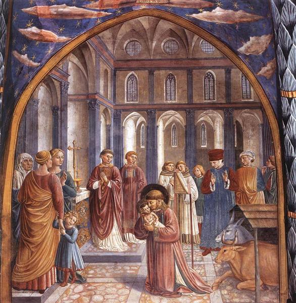 Establishment of the Manger at Greccio, 1452 - Беноццо Гоццолі