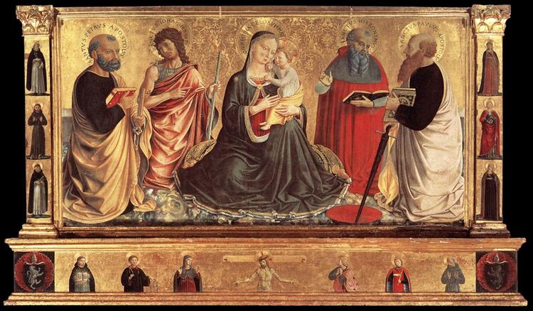 Madonna and Child with Sts John the Baptist, Peter, Jerome, and Paul, 1456 - Benozzo Gozzoli
