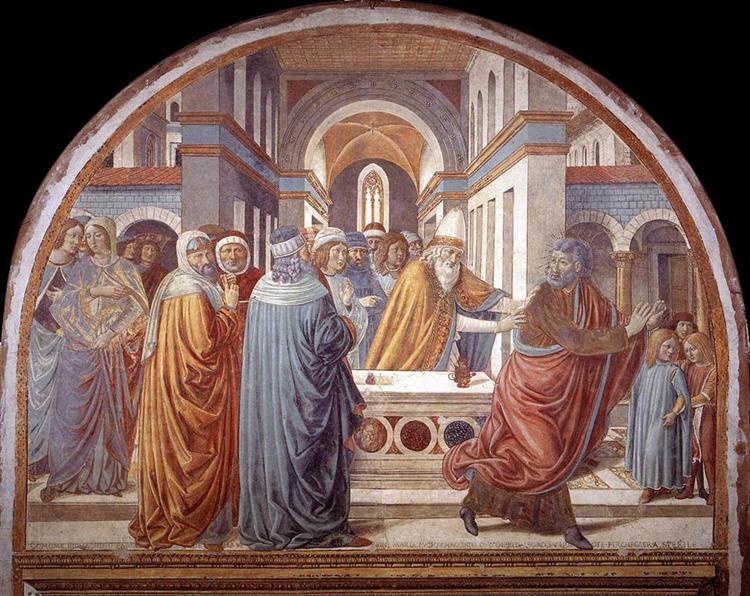 Tabernacle of the Visitation: Expultion of Joachim from the Temple, 1491 - Benozzo Gozzoli