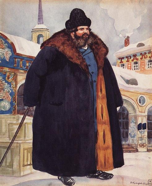 A merchant in a fur coat, 1920 - Boris Michailowitsch Kustodijew