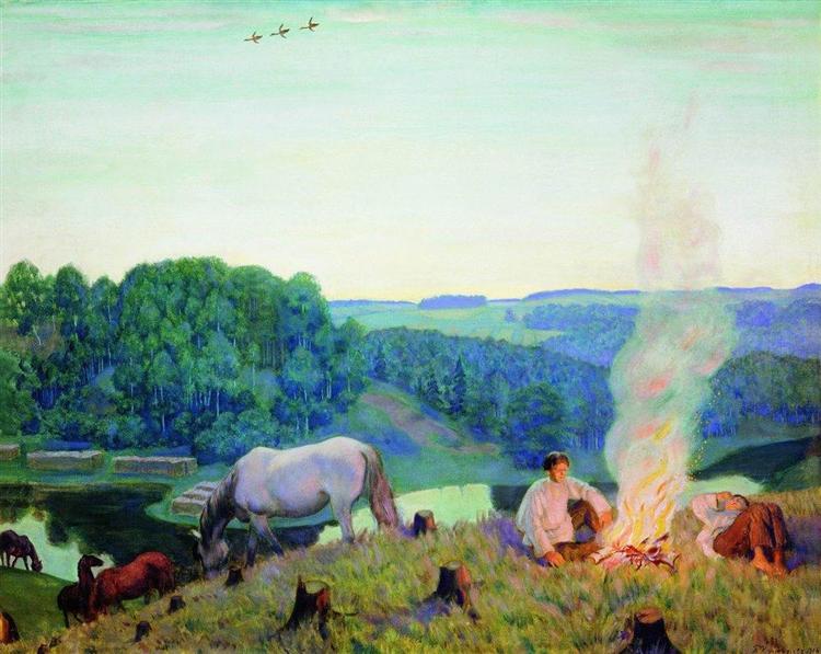 Fireplace (Night), 1916 - Boris Kustodiev