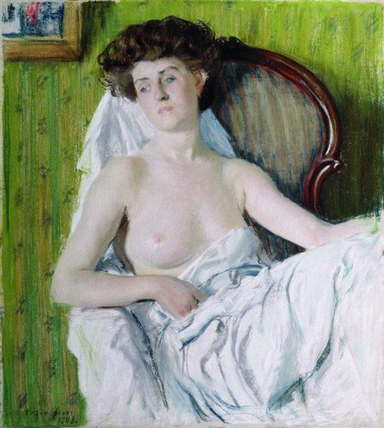 Портрет дамы. Модель, 1908 - Борис Кустодиев
