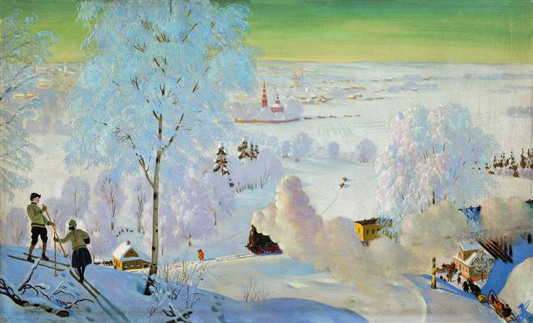 Skiers, 1919 - Boris Kustodiev