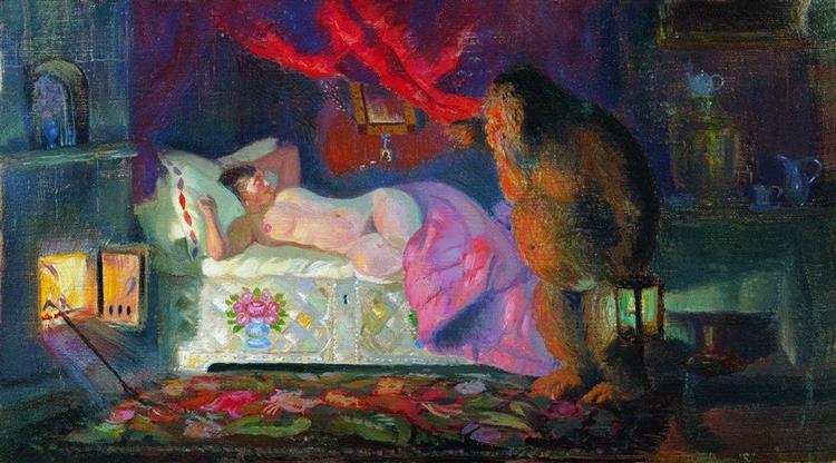 The merchant wife and the brownie, 1922 - Борис Кустодієв