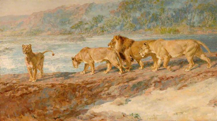 On the Bank of an African River, 1918 - Briton Riviere
